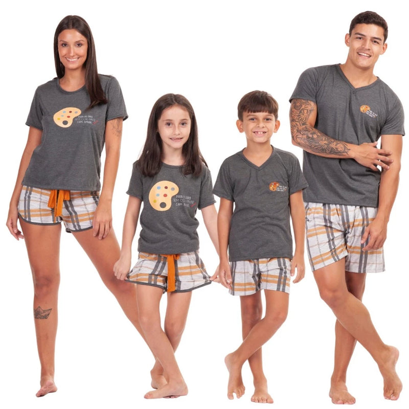 Kit 4 Pijama Verão Família