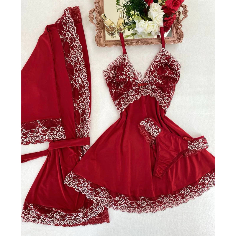 Encanto Rubi Kit Camisola, Robe e Calcinha