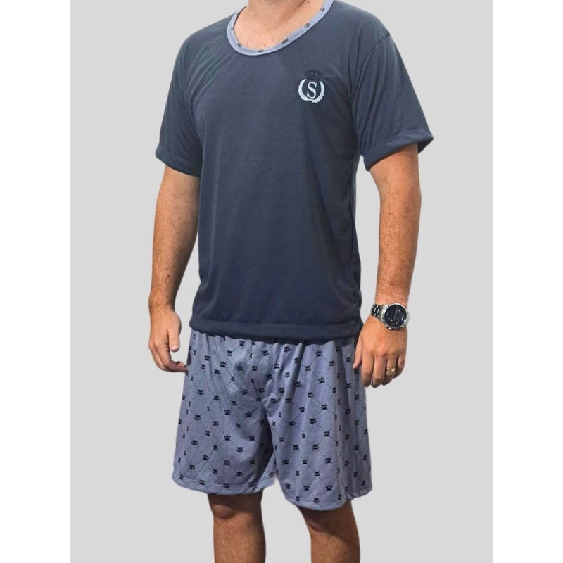 Kit com 2 Pijamas Masculino Meia Manga Em Malha