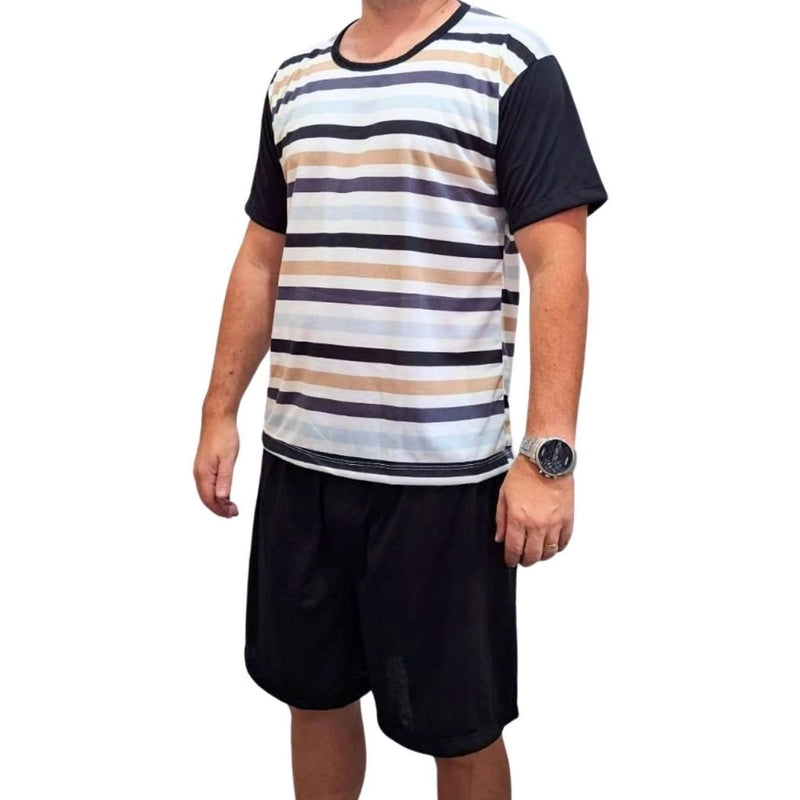 Kit com 2 Pijamas Masculino Meia Manga Em Malha