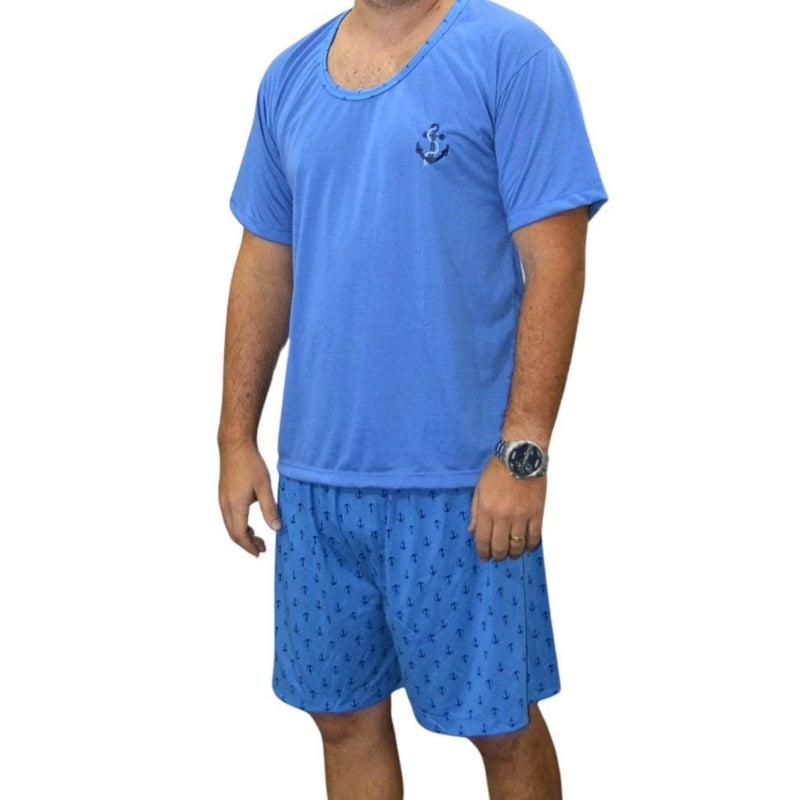 Kit com 2 Pijamas Masculino Meia Manga Em Malha